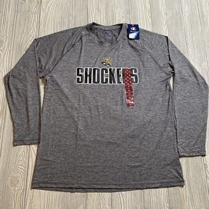 Champion Wichita State Shockers Logo LS TShirt Mens XL Gray Stretch New
